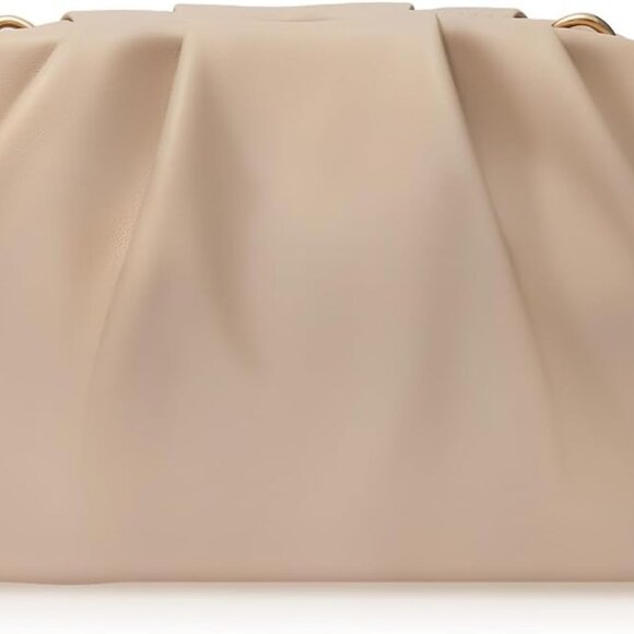 Women’s Vegan Leather Clutch Purse Elegant Pleated Evening Bag with Chain - Picture 1 of 7